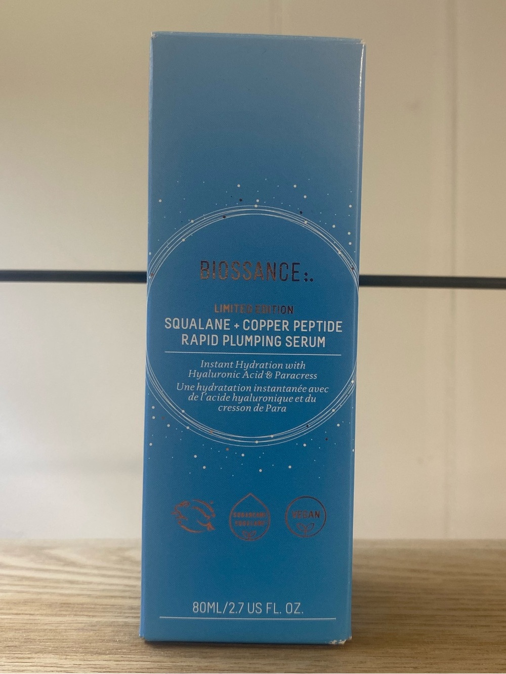 NIB LE Jumbo Size Biossance Squalane + Copper Peptide Rapid Plumping Serum
